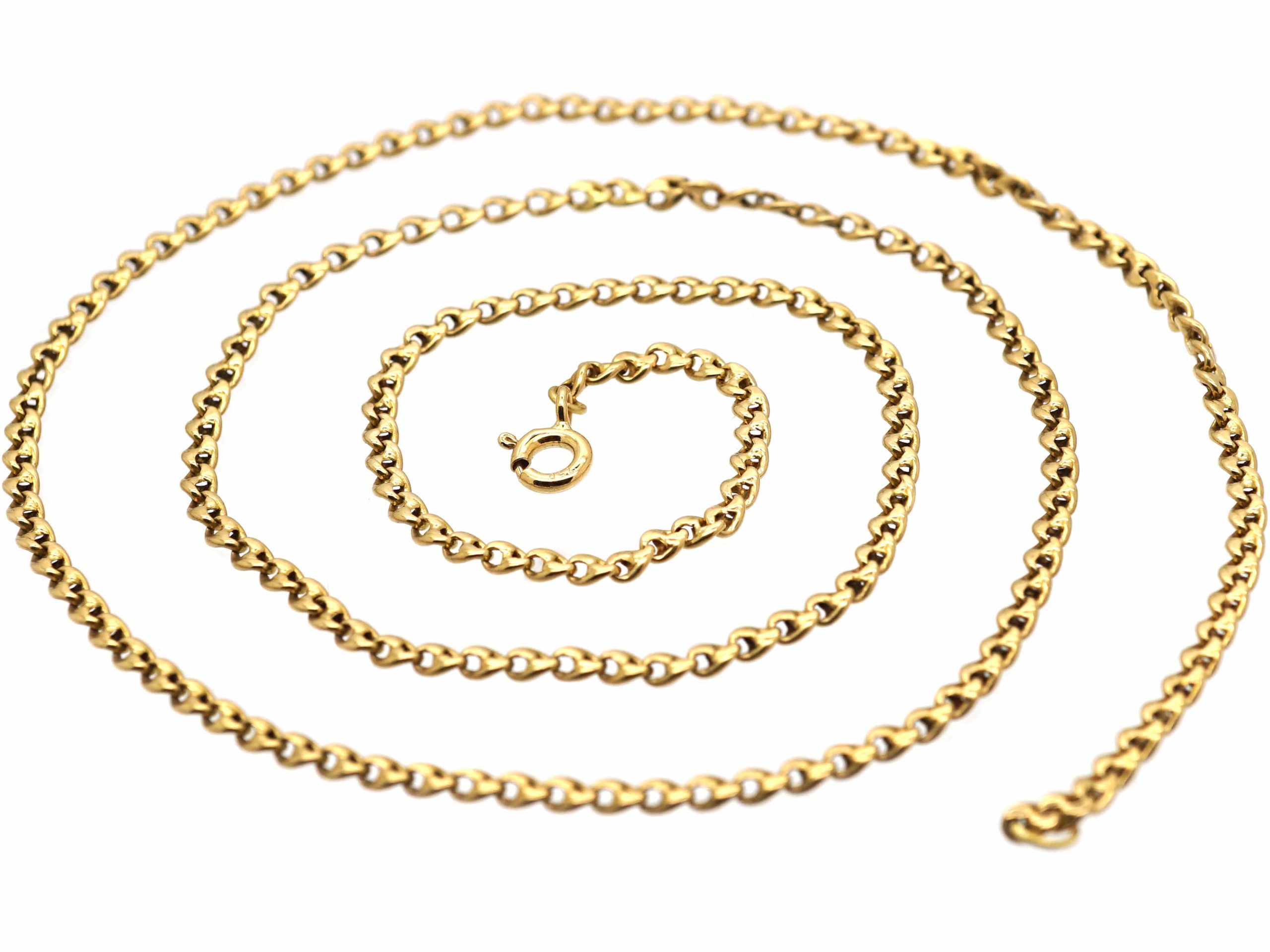 Edwardian 15ct Gold Medium Length Gold Chain with Unusual Links (12S ...