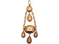 Victorian 9ct Gold Garnet and Natural Split Pearl Drop Pendant