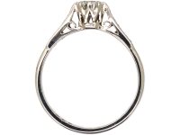 Art Deco 18ct White Gold Diamond Solitaire Ring with Diamond Set Shoulders