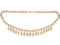 Edwardian 9ct Gold & Flat Cut Garnet Drops Necklace