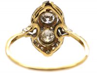 Art Deco 18ct Gold & Platinum, Two Stone Diamond Ornate Ring