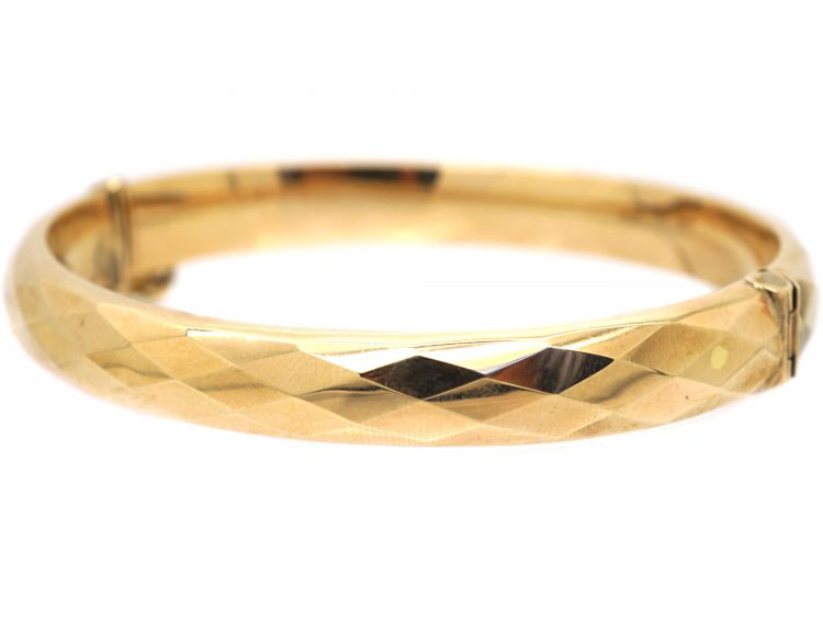 Retro 9ct Gold Faceted Bangle