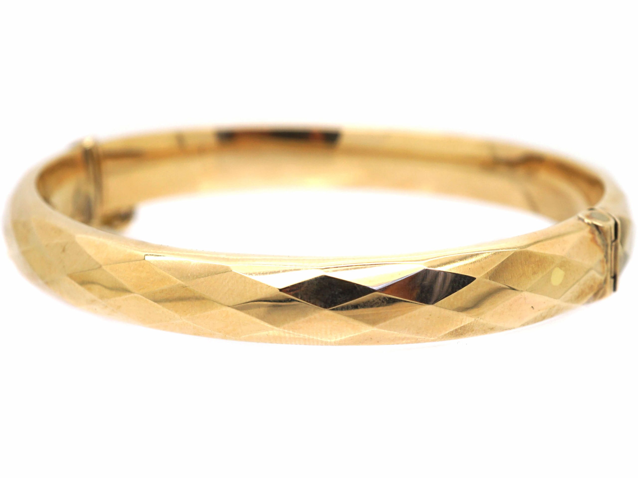 Retro 9ct Gold Faceted Bangle (895R) | The Antique Jewellery Company