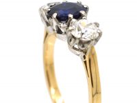 18ct Gold & Platinum, Sapphire & Diamond Three Stone Ring