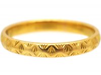 Art Deco 22ct Gold Wedding Ring with Ornate Decoration