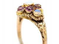 Regency 9ct Gold, Garnet & Opal Cluster Ring
