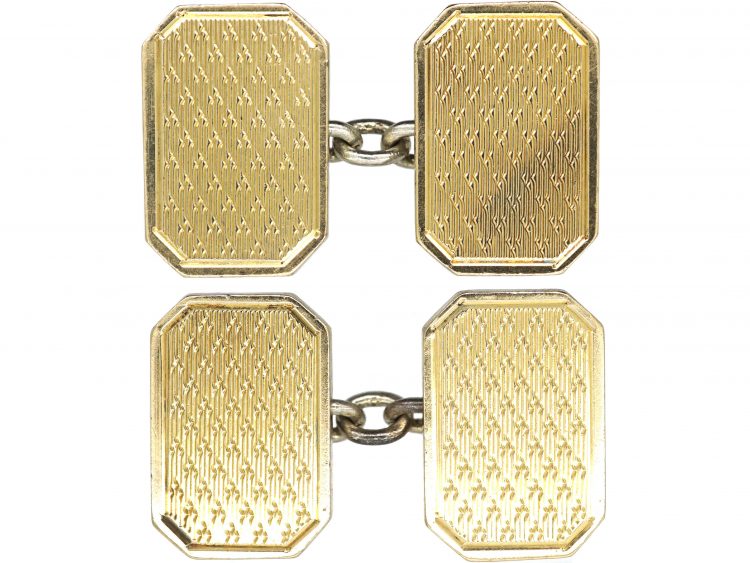 Art Deco 9ct Gold & Silver Rectangular Shaped Cufflinks