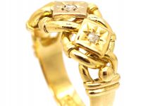 Edwardian 18ct Gold Triple Knot Ring set with Three Diamonds