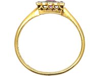 Art Deco 18ct Gold & Platinum, Ruby & Diamond Square Ring