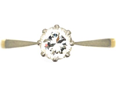 Art Deco 18ct, Platinum and Diamond Solitaire Ring
