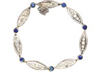 French Art Deco Platinum, Sapphire and Diamond Bracelet