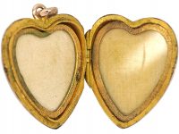 Edwardian 9ct Gold Back & Front Heart Shaped Locket with Ivy Leaf Engraving