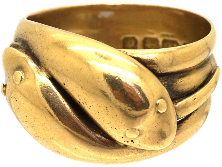 Edwardian 18ct Gold Double Snake Ring