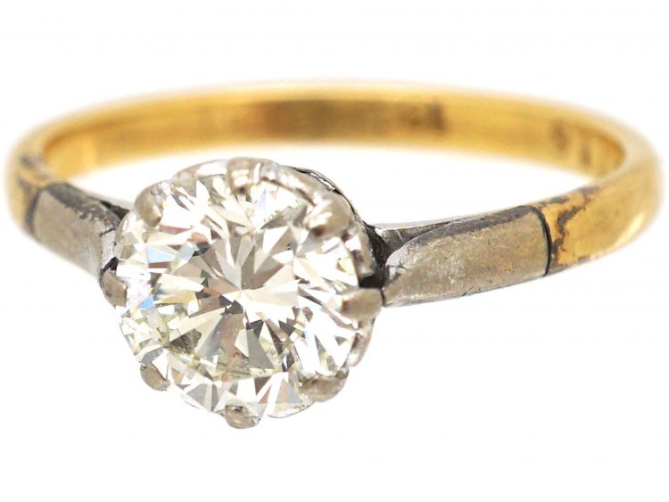 18ct Gold and Platinum, Diamond Solitaire Ring
