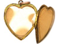 Edwardian 9ct Gold Back & Front Heart Shaped Locket set with a Diamond