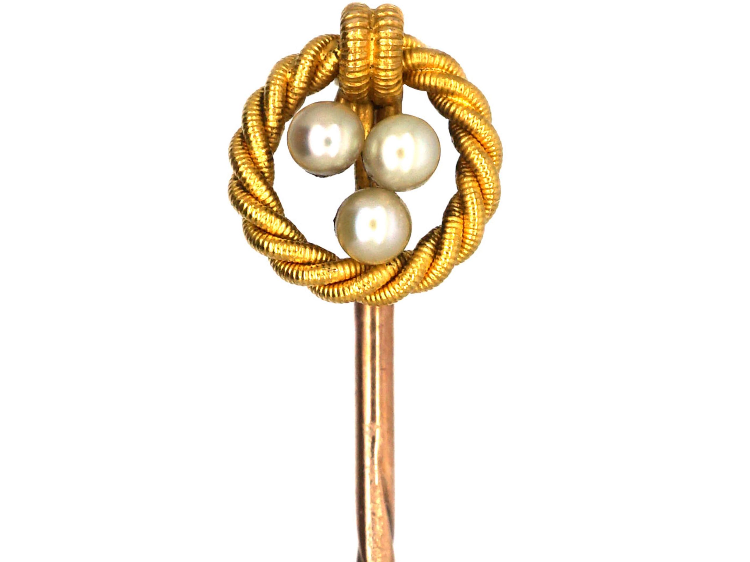 Edwardian 15ct Gold & Natural Pearl Tie Pin (287S) The Antique