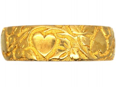 Victorian 18ct Gold Wedding Ring with Hearts Motif