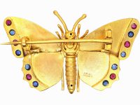 Edwardian 15ct Gold Butterfly Brooch set with Rubies & Sapphires