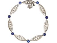 French Art Deco Platinum, Sapphire and Diamond Bracelet