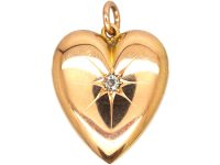 Late Victorian 15ct Gold Heart Pendant set with a Diamond