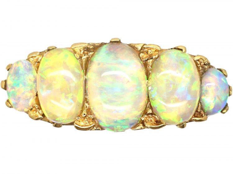 Edwardian 18ct gold and Five Stone Precious Opal Ring