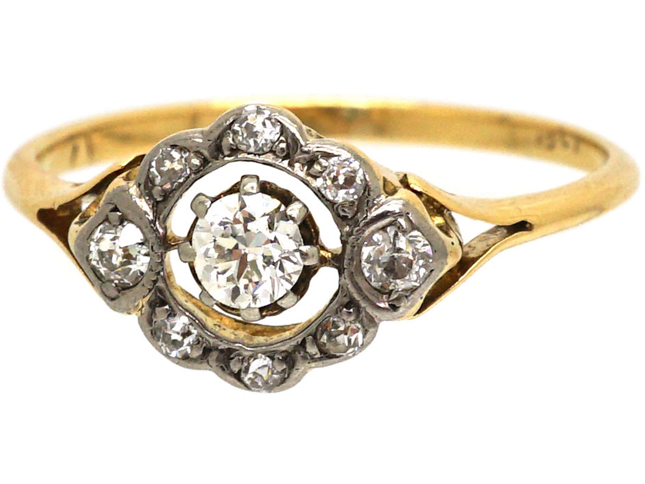 Edwardian 18ct and Platinum, Diamond Openwork Cluster Ring (260S) | The ...