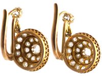 Victorian Rose Diamond Circular Drop Earrings