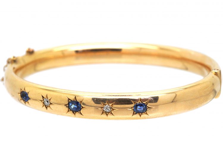 Edwardian 15ct Gold, Sapphire & Diamond Bangle