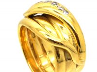 Victorian 18ct Gold Snake Ring set with Diamonds