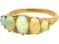 Edwardian 18ct gold and Five Stone Precious Opal Ring