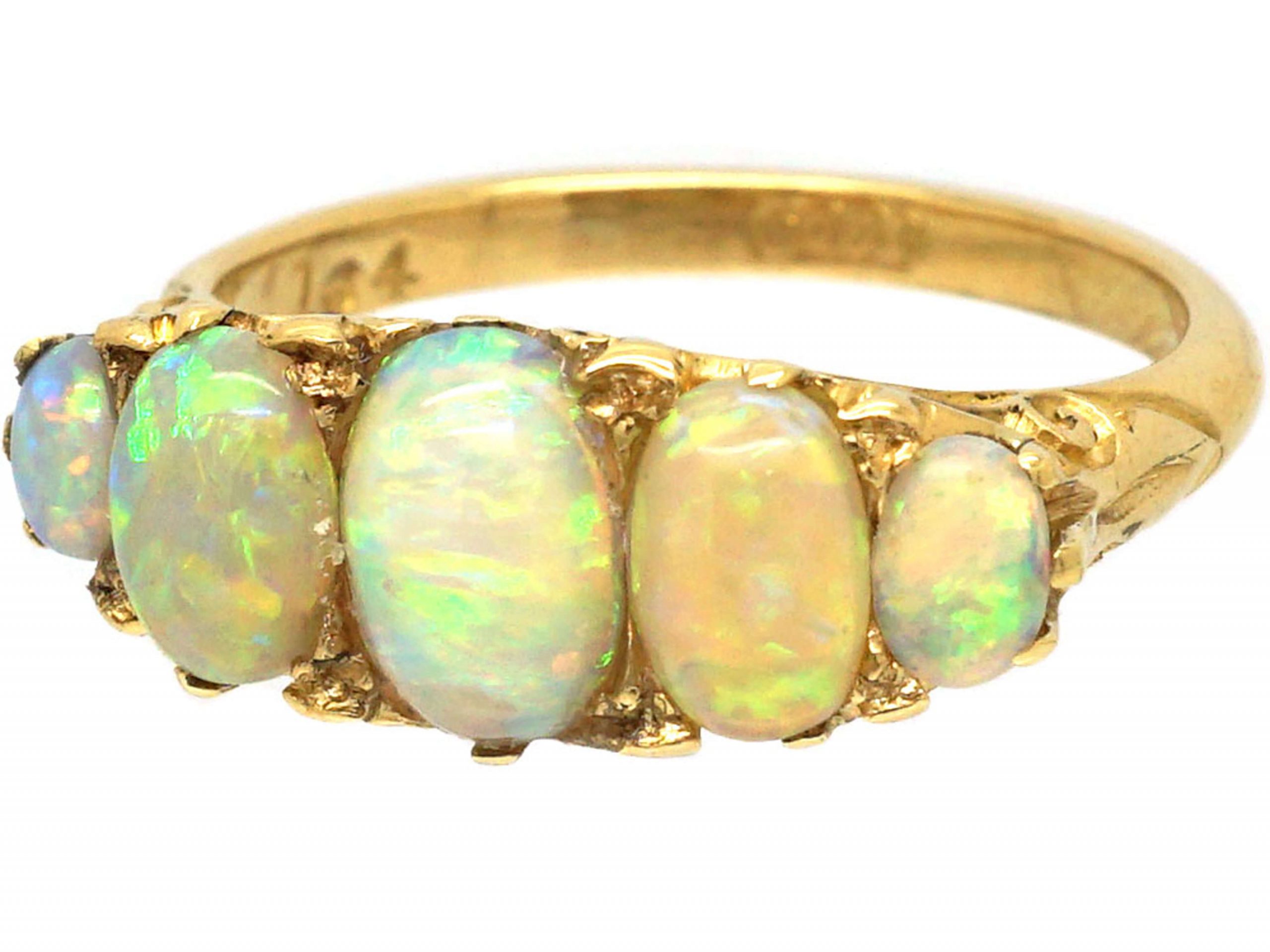 Edwardian 18ct gold and Five Stone Precious Opal Ring (294S) | The ...