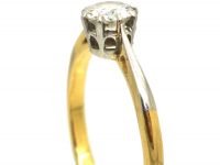 Art Deco 18ct, Platinum and Diamond Solitaire Ring