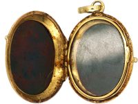 French 19th Century 18ct Gold Oval Shaped Locket set with Bloodstone on Both Sides