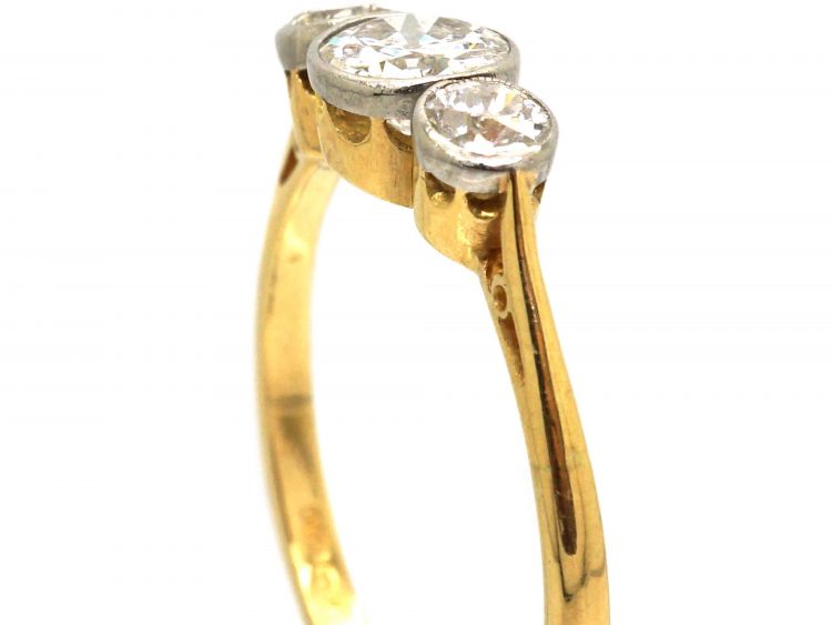 Edwardian 18ct Gold and Platinum Diamond Three Stone Ring
