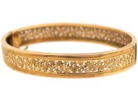 French Belle Epoch 18ct Gold Pierced Work Bangle
