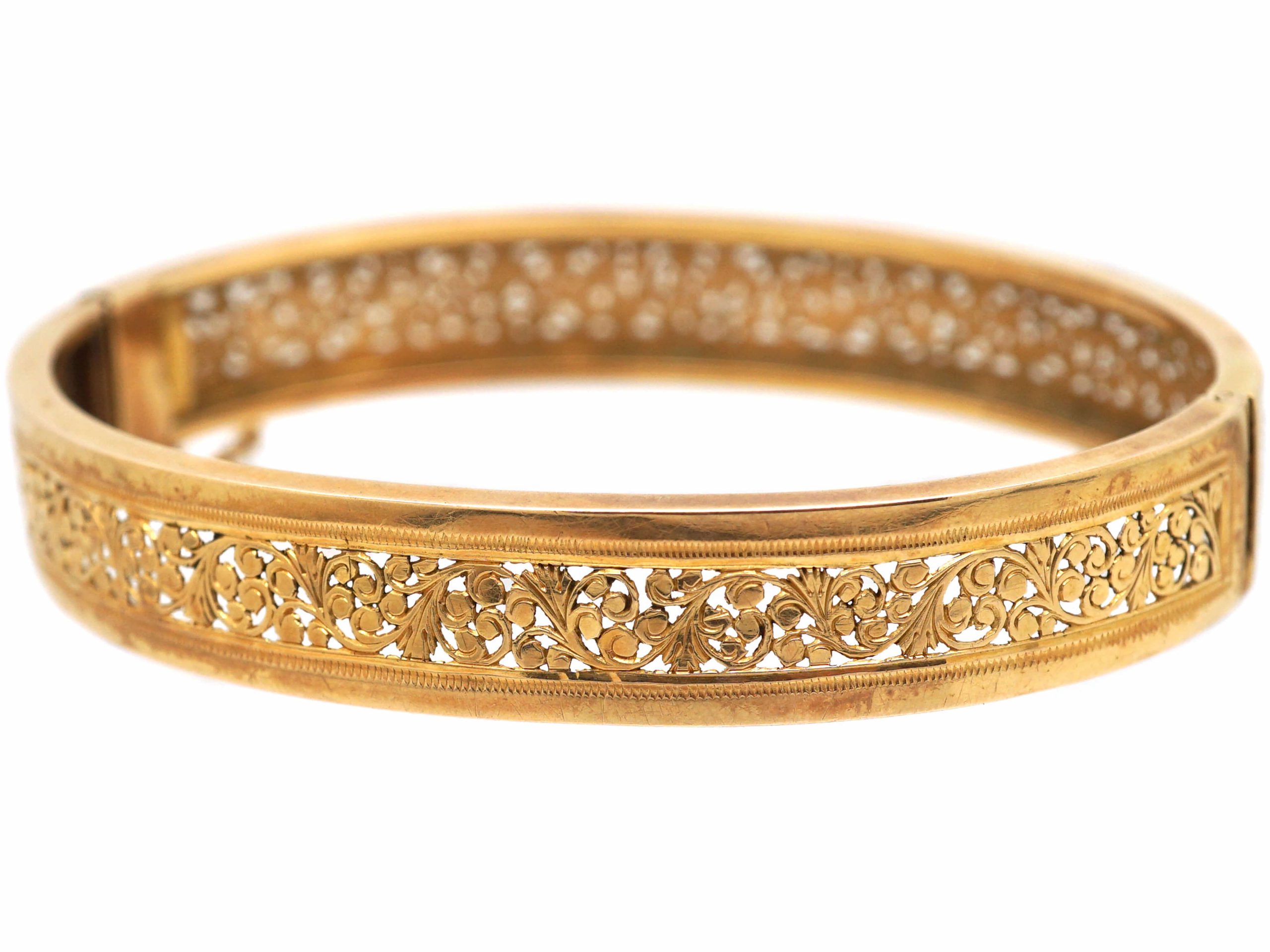 French Belle Epoch 18ct Gold Pierced Work Bangle (941R) The Antique