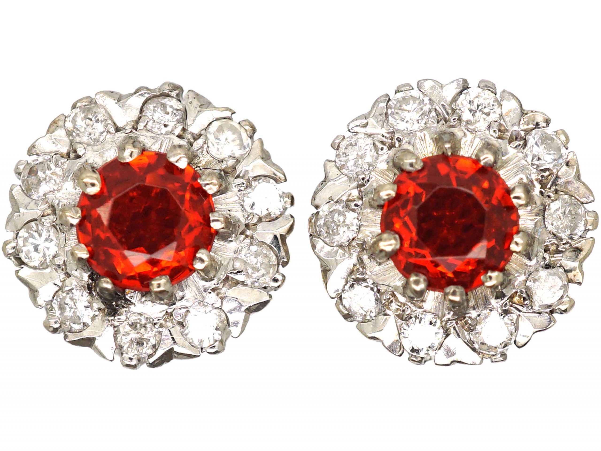 Gem Treasures 2 24ctw Crimson Fire Opal 6 Stone Cluster Stud Earrings main image 1