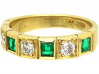 18ct Gold, Emerald & Diamond Seven Stone Ring