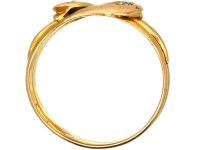 Victorian 15ct Gold Double Snake Ring set with Diamonds