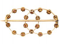 Edwardian 15ct Gold, Ruby and Diamond Double Hoop Brooch