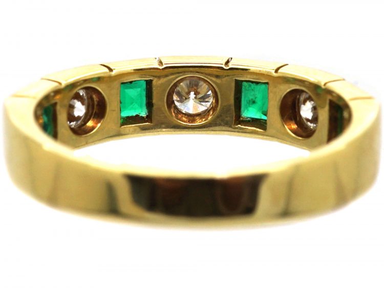 18ct Gold, Emerald & Diamond Seven Stone Ring