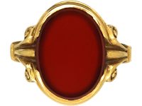 18ct Gold Signet Ring set with a Carnelian