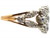 Georgian Diamond Cluster Ring with Split Diamond Set Shoulders