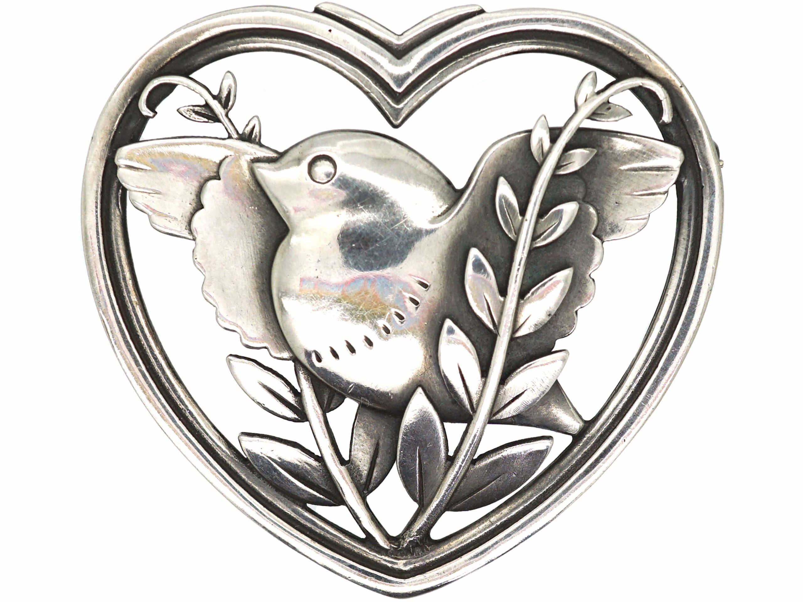 Silver Robin Brooch by Georg Jensen, Designed by Arno Malinowski