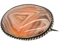 Victorian Silver & Fortress Agate Brooch