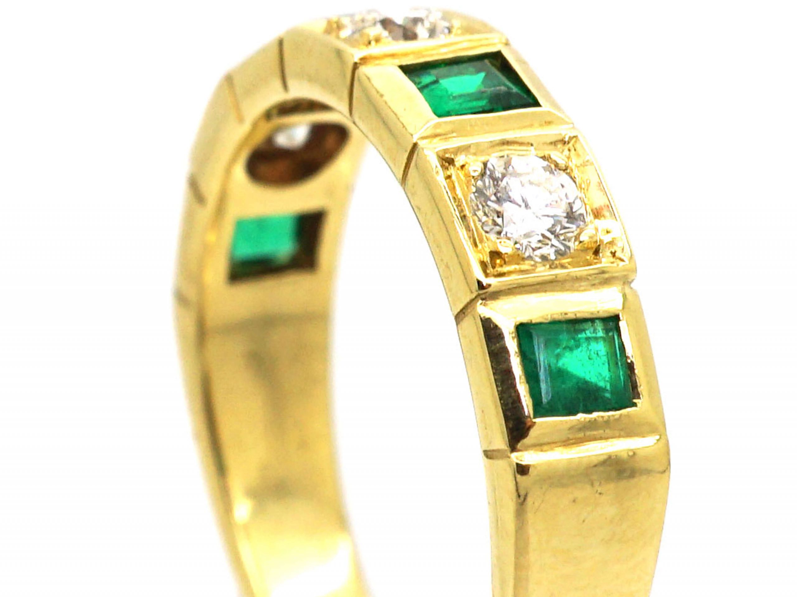 18ct Gold Emerald Diamond Seven Stone Ring 22S The Antique 18ct-gold-emerald-diamond-seven-stone-ring-22s-the-antique