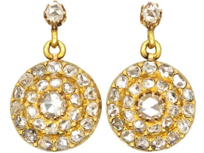 Victorian Rose Diamond Circular Drop Earrings