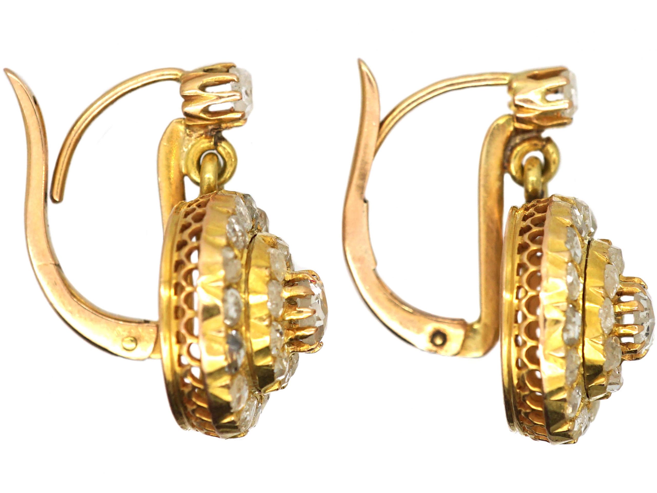 Victorian Rose Diamond Circular Drop Earrings (323S) | The Antique ...