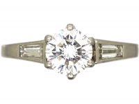 Diamond Solitaire Ring with Tapered Baguette Shoulders