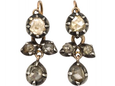 Georgian Rose Diamond Drop Earrings